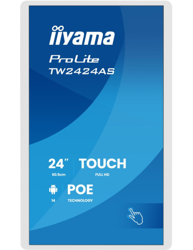 Iiyama Tw2424As-W3P Signage Display Interaktywny Płaski Panel 60,5 Cm (23.8") Lcd Wi-Fi 450 Cd/M2 Full Hd Biały Ekran Dotykowy P