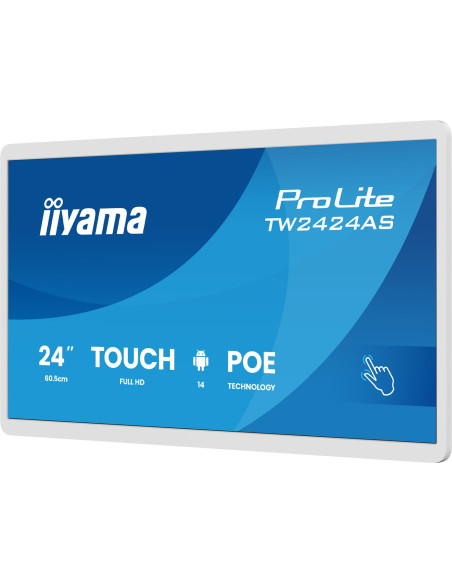 Iiyama Tw2424As-W3P Signage Display Interaktywny Płaski Panel 60,5 Cm (23.8") Lcd Wi-Fi 450 Cd/M2 Full Hd Biały Ekran Dotykowy P