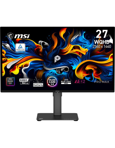 Msi Pro Max 271Qpx14G Monitor Komputerowy 67,3 Cm (26.5") 2560 X 1440 Px Quad Hd Qd-Oled Czarny