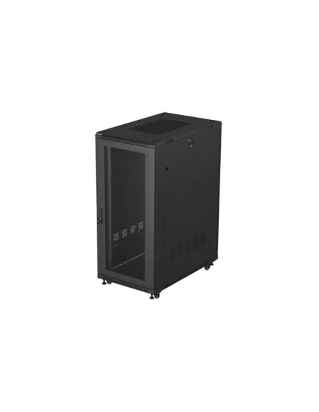 Szafa Instalacyjna Rack Stojąca 19" 27U 600 × 1000 Czarna, Drzwi Perforowane, Lanberg (Flat Pack)