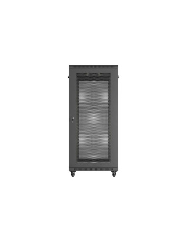 Szafa Instalacyjna Rack Stojąca 19" 27U 600 × 1000 Czarna, Drzwi Perforowane, Lanberg (Flat Pack)