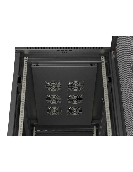 Szafa Instalacyjna Rack Stojąca 19" 27U 600 × 1000 Czarna, Drzwi Perforowane, Lanberg (Flat Pack)
