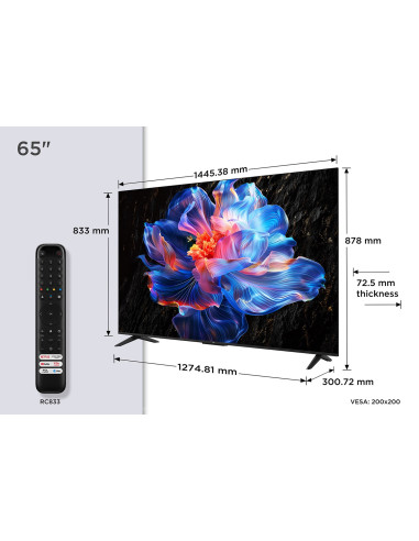 Tcl V6C 65V6C Telewizor 165,1 Cm (65") 4K Ultra Hd Smart Tv Wi-Fi Metaliczny 280 Cd/M2