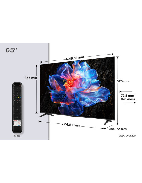 Tcl V6C 65V6C Telewizor 165,1 Cm (65") 4K Ultra Hd Smart Tv Wi-Fi Metaliczny 280 Cd/M2