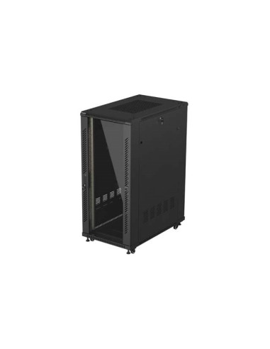 Szafa Instalacyjna Rack Stojąca 19" 27U 600 × 1000 Czarna, Drzwi Przeszklone, Lanberg (Flat Pack)