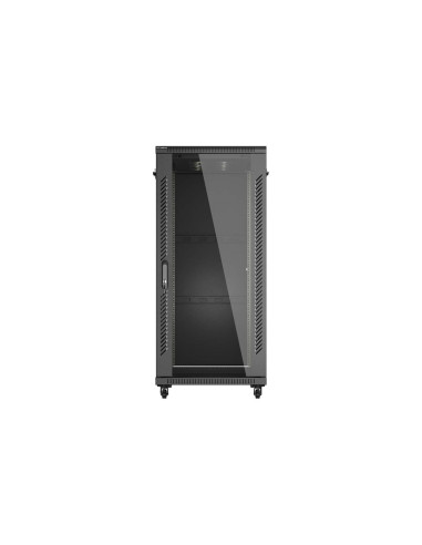 Szafa Instalacyjna Rack Stojąca 19" 27U 600 × 1000 Czarna, Drzwi Przeszklone, Lanberg (Flat Pack)