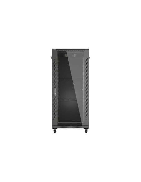 Szafa Instalacyjna Rack Stojąca 19" 27U 600 × 1000 Czarna, Drzwi Przeszklone, Lanberg (Flat Pack)