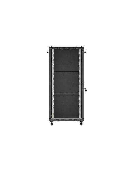 Szafa Instalacyjna Rack Stojąca 19" 27U 600 × 1000 Czarna, Drzwi Przeszklone, Lanberg (Flat Pack)