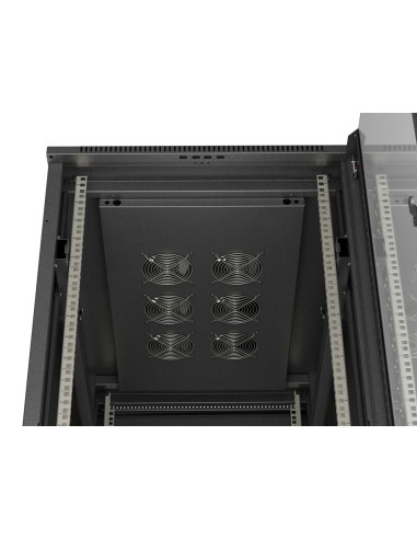Szafa Instalacyjna Rack Stojąca 19" 27U 600 × 1000 Czarna, Drzwi Przeszklone, Lanberg (Flat Pack)