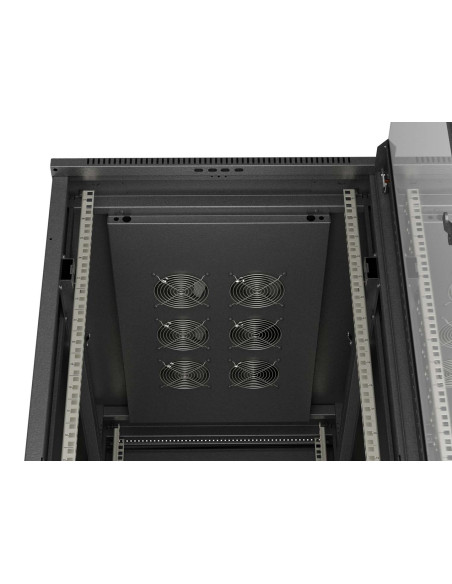 Szafa Instalacyjna Rack Stojąca 19" 27U 600 × 1000 Czarna, Drzwi Przeszklone, Lanberg (Flat Pack)