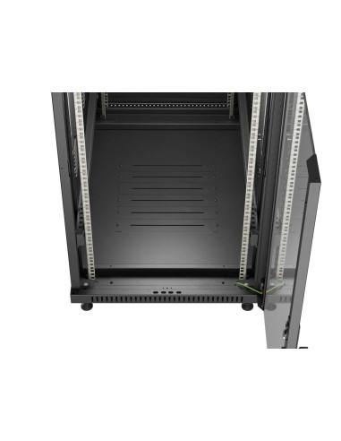 Szafa Instalacyjna Rack Stojąca 19" 27U 600 × 1000 Czarna, Drzwi Przeszklone, Lanberg (Flat Pack)