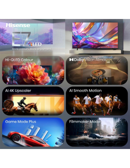 Hisense Tv | 43E7S | 43 | Smart Tv | Vidaa Smart Os | Uhd | Black