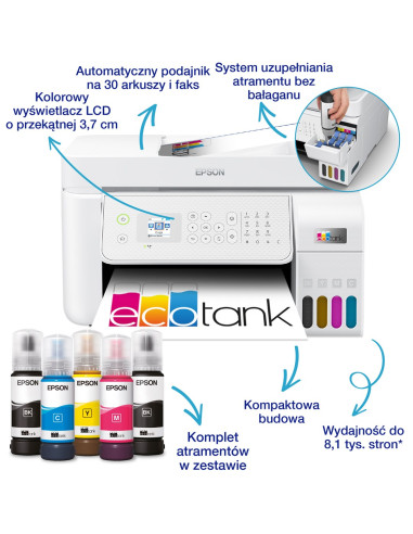 Epson Ecotank L5316 Wifi - Wielofunkcyjna Drukarka A4 Z Łącznością Wi-Fi I Stałym Zasilaniem W Atrament