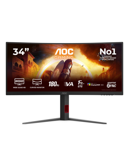 Aoc G4 Cu34G4Cap Monitor Komputerowy 86,4 Cm (34") 3440 X 1440 Px Ultrawide Quad Hd Lcd Czarny, Czerwony