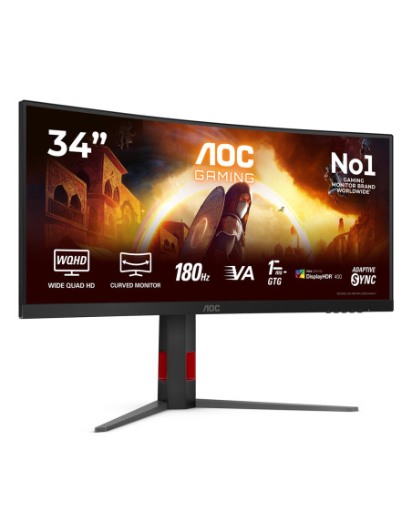 Aoc G4 Cu34G4Cap Monitor Komputerowy 86,4 Cm (34") 3440 X 1440 Px Ultrawide Quad Hd Lcd Czarny, Czerwony