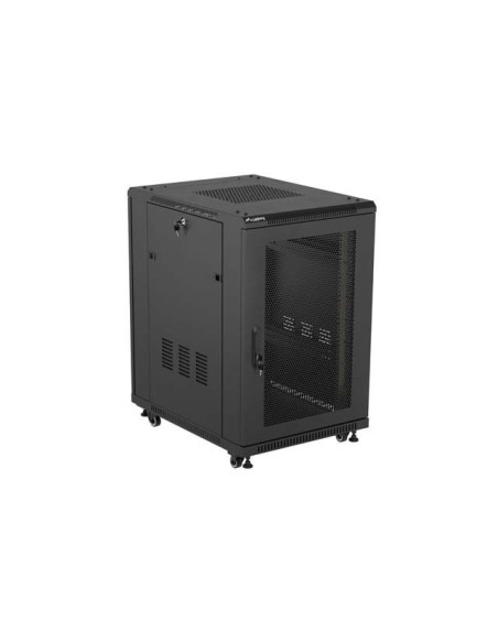 Szafa Instalacyjna Rack Stojąca 19" 18U 600 × 800 Czarna, Drzwi Perforowane, Lanberg (Flat Pack)