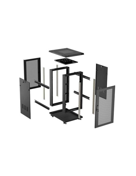 Szafa Instalacyjna Rack Stojąca 19" 18U 600 × 800 Czarna, Drzwi Perforowane, Lanberg (Flat Pack)