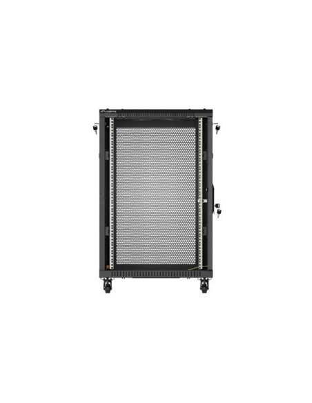 Szafa Instalacyjna Rack Stojąca 19" 18U 600 × 800 Czarna, Drzwi Perforowane, Lanberg (Flat Pack)