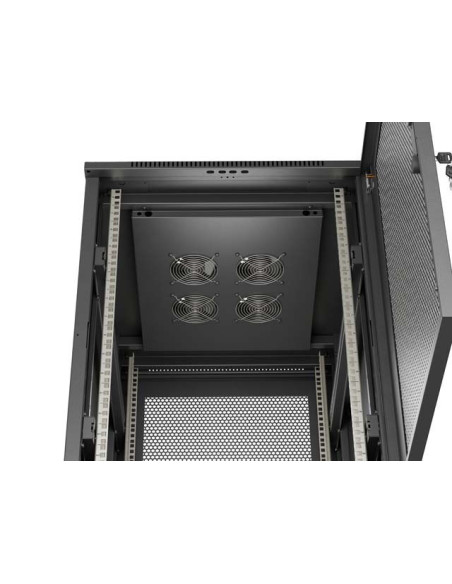 Szafa Instalacyjna Rack Stojąca 19" 18U 600 × 800 Czarna, Drzwi Perforowane, Lanberg (Flat Pack)
