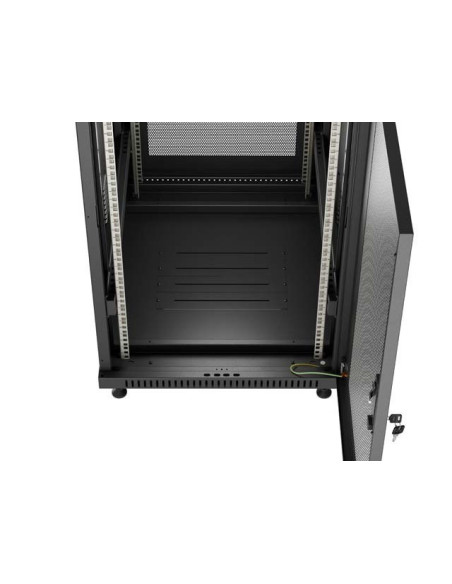 Szafa Instalacyjna Rack Stojąca 19" 18U 600 × 800 Czarna, Drzwi Perforowane, Lanberg (Flat Pack)