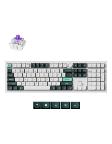 Keychron Q6 He Klawiatura Gaming Usb + Rf Wireless + Bluetooth Qwerty Ciemny Zielony, Biały