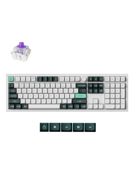 Keychron Q6 He Klawiatura Gaming Usb + Rf Wireless + Bluetooth Qwerty Ciemny Zielony, Biały