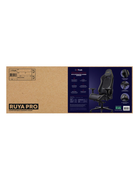 Trust Gxt 721 Ruya Pro - Wysokiej Jakości Wygodne Krzesło Do Gier (Czarne)