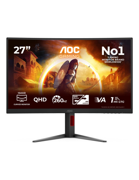 Aoc G4 Cq27G4Z2P Monitor Komputerowy 68,6 Cm (27") 2560 X 1440 Px Quad Hd Lcd Czarny, Czerwony