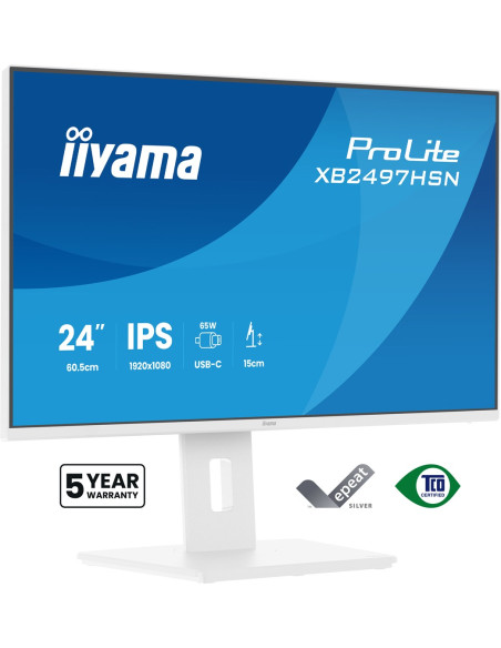 Iiyama Prolite Xb2497Hsn-W1 Monitor Komputerowy 60,5 Cm (23.8") 1920 X 1080 Px Full Hd Led Biały