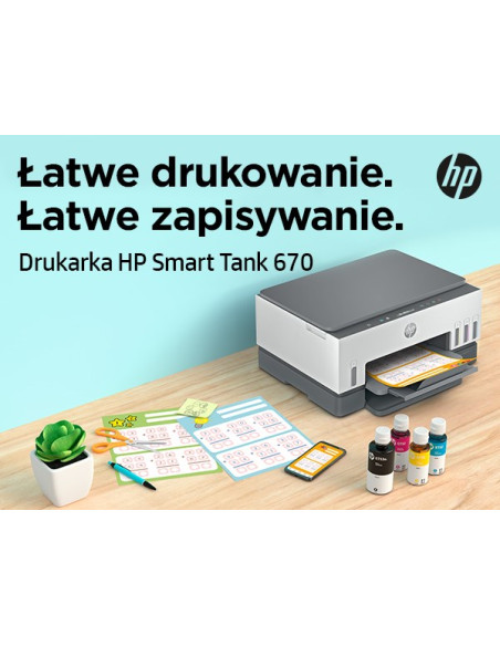 Hp Smart Tank 670 Bezprzewodowe All-In-One W Kolorze Drukarka, Drukowanie Dwustronne  Kopiowanie, Skanowanie