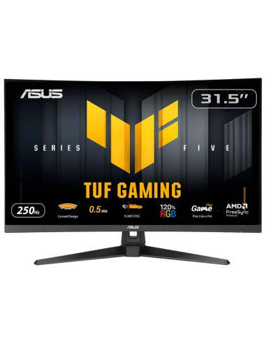 Monitor Asus Tuf Gaming Vg32Vqm5B, 31.5", Fullhd, Fast-Va, Zakrzywiony, Freesync Premium, 250Hz