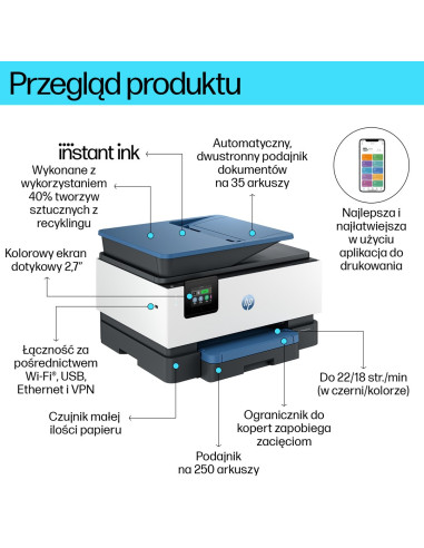 Hp Officejet Pro Produkt 9125E Bezprzewodowe All-In-One W Kolorze Drukarka, Instant Ink  Drukowanie Dwustronne