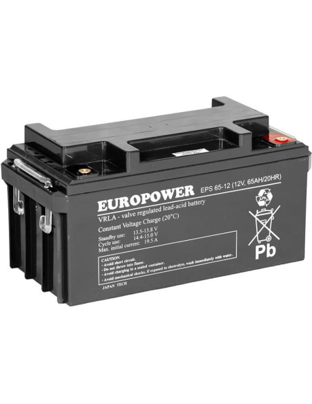 Akumulator Agm Europower Serii Eps 12V 65Ah (Żywotność 8-12 Lat)