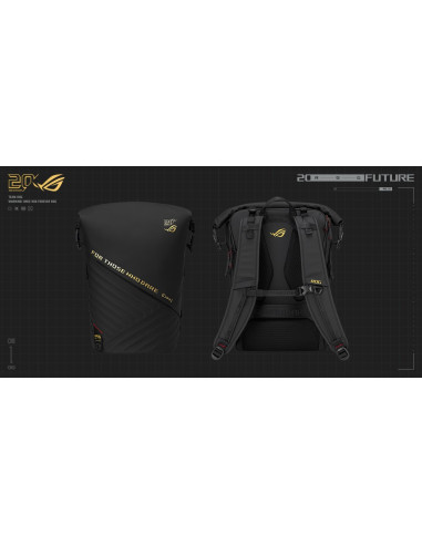 Asus Rog Slash Backpack Edition 20 Plecak Plecak Rolowany Czarny Poliester, Skóra Woskowana (Pull Up)