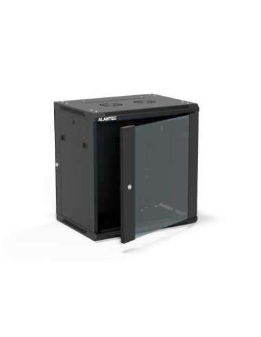 Szafa Wisząca 19" 12U 600X450, (Opcja Dwusekcyjna) Drzwi Szklane Jednoskrzydłowe, Tył Osłona Pełna Demontowalna, Osłony Boczne P