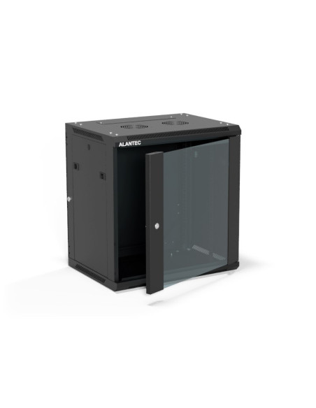 Szafa Wisząca 19" 12U 600X450, (Opcja Dwusekcyjna) Drzwi Szklane Jednoskrzydłowe, Tył Osłona Pełna Demontowalna, Osłony Boczne P