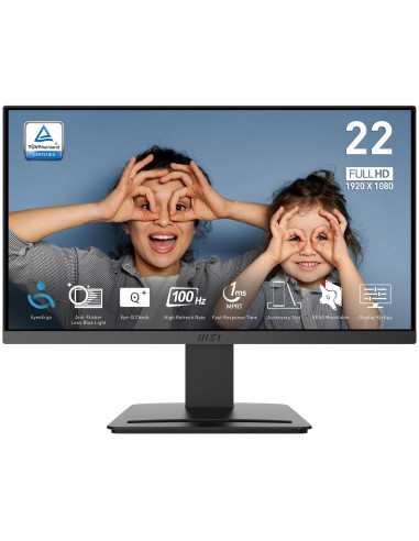 Msi Pro Mp223 E2 Monitor Komputerowy 54,5 Cm (21.4") 1920 X 1080 Px Full Hd Led Czarny
