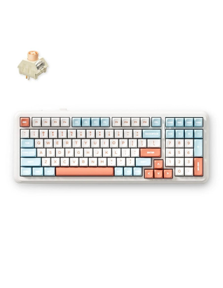 Mchose K99 V2 Klawiatura Gaming Usb + Rf Wireless + Bluetooth Pomarańczowy, Biały