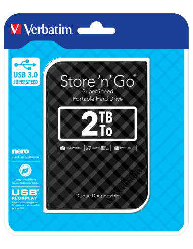 Verbatim Przenośny Dysk Twardy Store 'N' Go Usb 3.0 Portable Hard Drive 2 Tb — Czarny