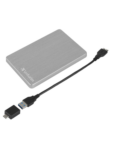 Verbatim Store 'N' Go Alu Slim Zewnętrzny Dysk Twardy 1Tb 2.5" Usb Type-C 3.2 Gen 1 (3.1 Gen 1) Srebrny