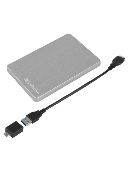 Verbatim Store 'N' Go Alu Slim Zewnętrzny Dysk Twardy 1Tb 2.5" Usb Type-C 3.2 Gen 1 (3.1 Gen 1) Srebrny