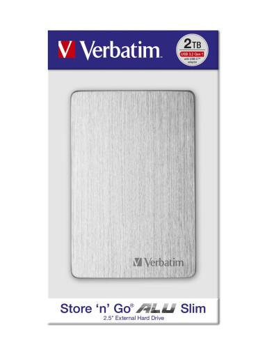Verbatim Store 'N' Go Alu Slim Zewnętrzny Dysk Twardy 1Tb 2.5" Usb Type-C 3.2 Gen 1 (3.1 Gen 1) Srebrny