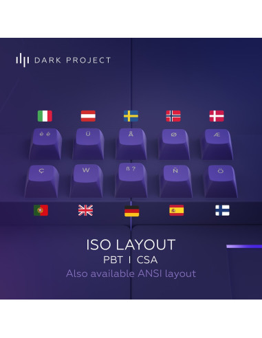 Dark Project Alu87B Celestial, G3Ms Voidstone Switch, Uk/De/At/Es/It/Fi/No/Se/Dk Klawiatura Gaming Usb Qwertz Duński, Angielski,