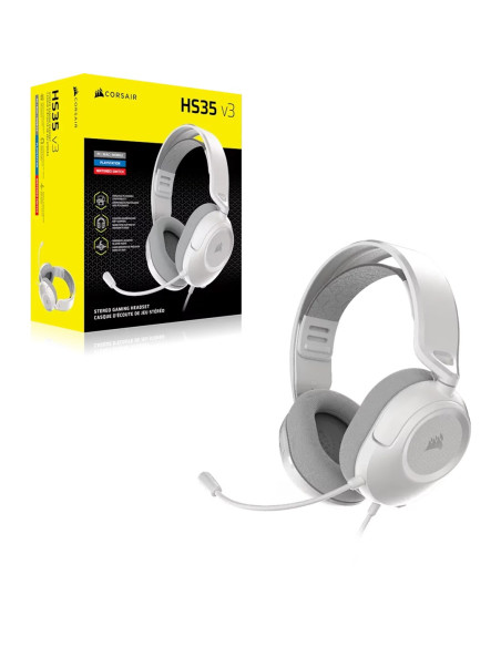 Corsair Hs35 V3 Zestaw Słuchawkowy Przewodowa Opaska Na Głowę Gaming Biały