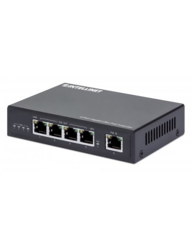Intellinet 561617 Przedłużacz Sieciowy Nadajnik Sieciowy Czarny 10, 100, 1000 Mbit/S