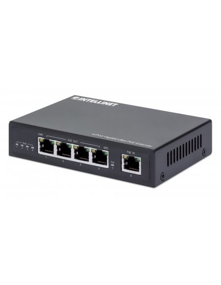 Intellinet 561617 Przedłużacz Sieciowy Nadajnik Sieciowy Czarny 10, 100, 1000 Mbit/S