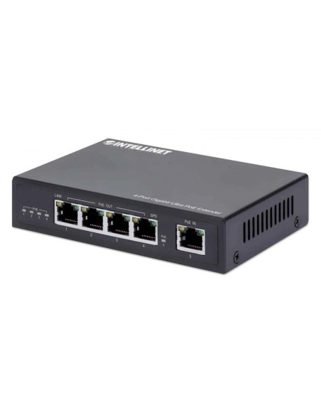 Intellinet 561617 Przedłużacz Sieciowy Nadajnik Sieciowy Czarny 10, 100, 1000 Mbit/S