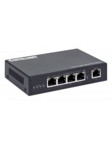 Intellinet 561617 Przedłużacz Sieciowy Nadajnik Sieciowy Czarny 10, 100, 1000 Mbit/S