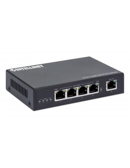 Intellinet 561617 Przedłużacz Sieciowy Nadajnik Sieciowy Czarny 10, 100, 1000 Mbit/S