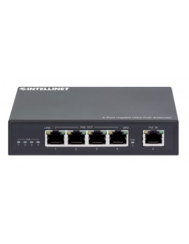Intellinet 561617 Przedłużacz Sieciowy Nadajnik Sieciowy Czarny 10, 100, 1000 Mbit/S